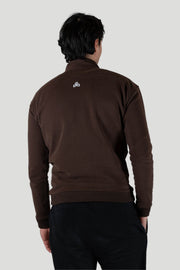 [PF65.Wood] Pullover mit Viertelreißverschluss - Walnussbraun